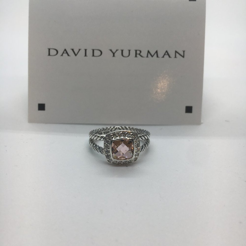 David Yurman Morganite Petite Albion RIng Size 8